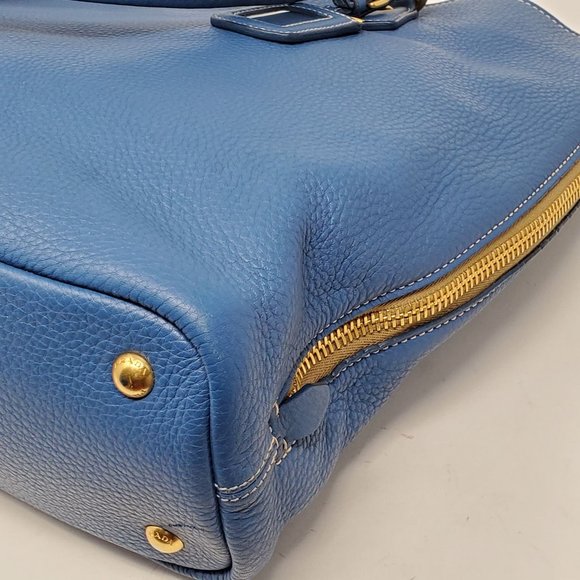 Auth Prada Large Blue Leather Tote Shoulder Bag - Picture 11 of 16